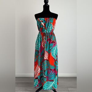 The Destination Tropical Print Strapless Jumpsuit – Size XL